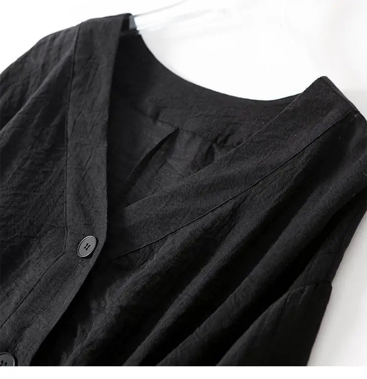 Haven Beck Eliana Cotton-Linen V-Neck Summer Blouse