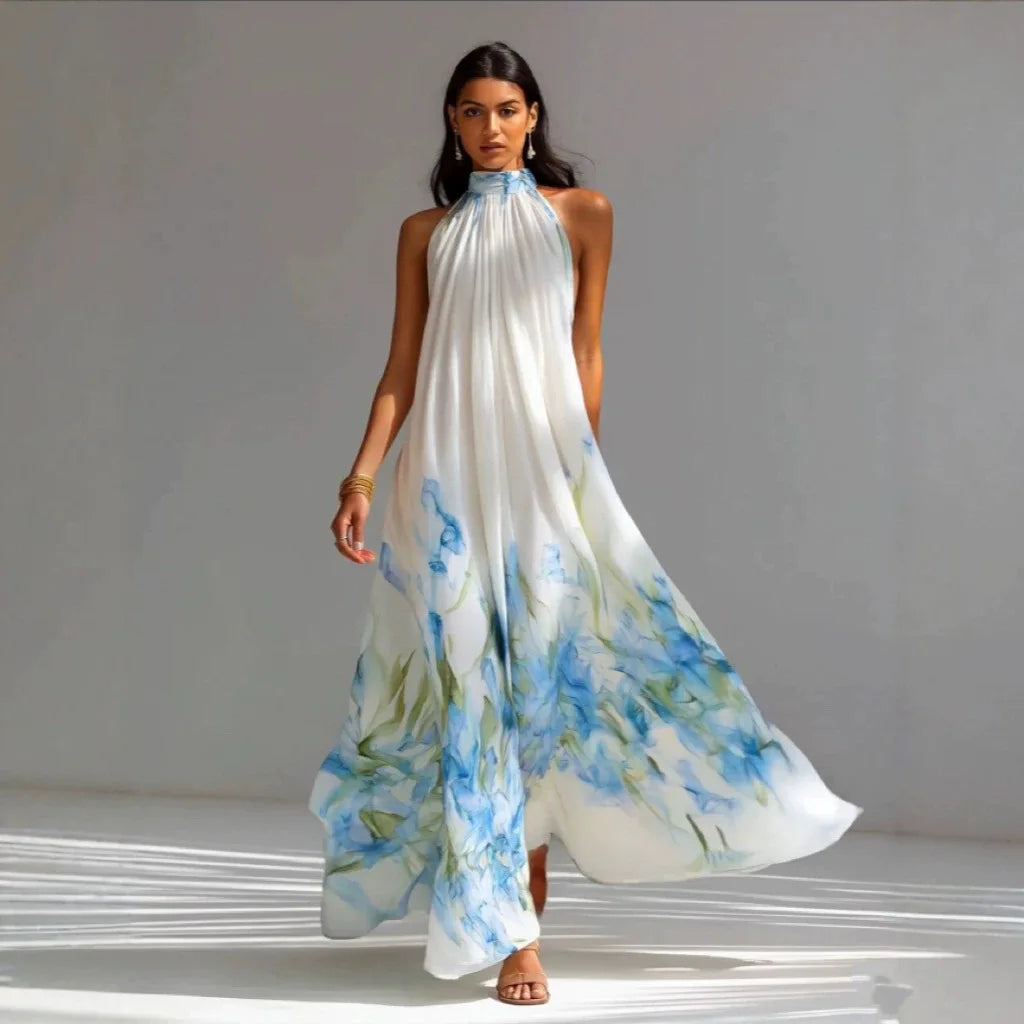 Haven Beck Maecey Printed Halter Maxi Dress