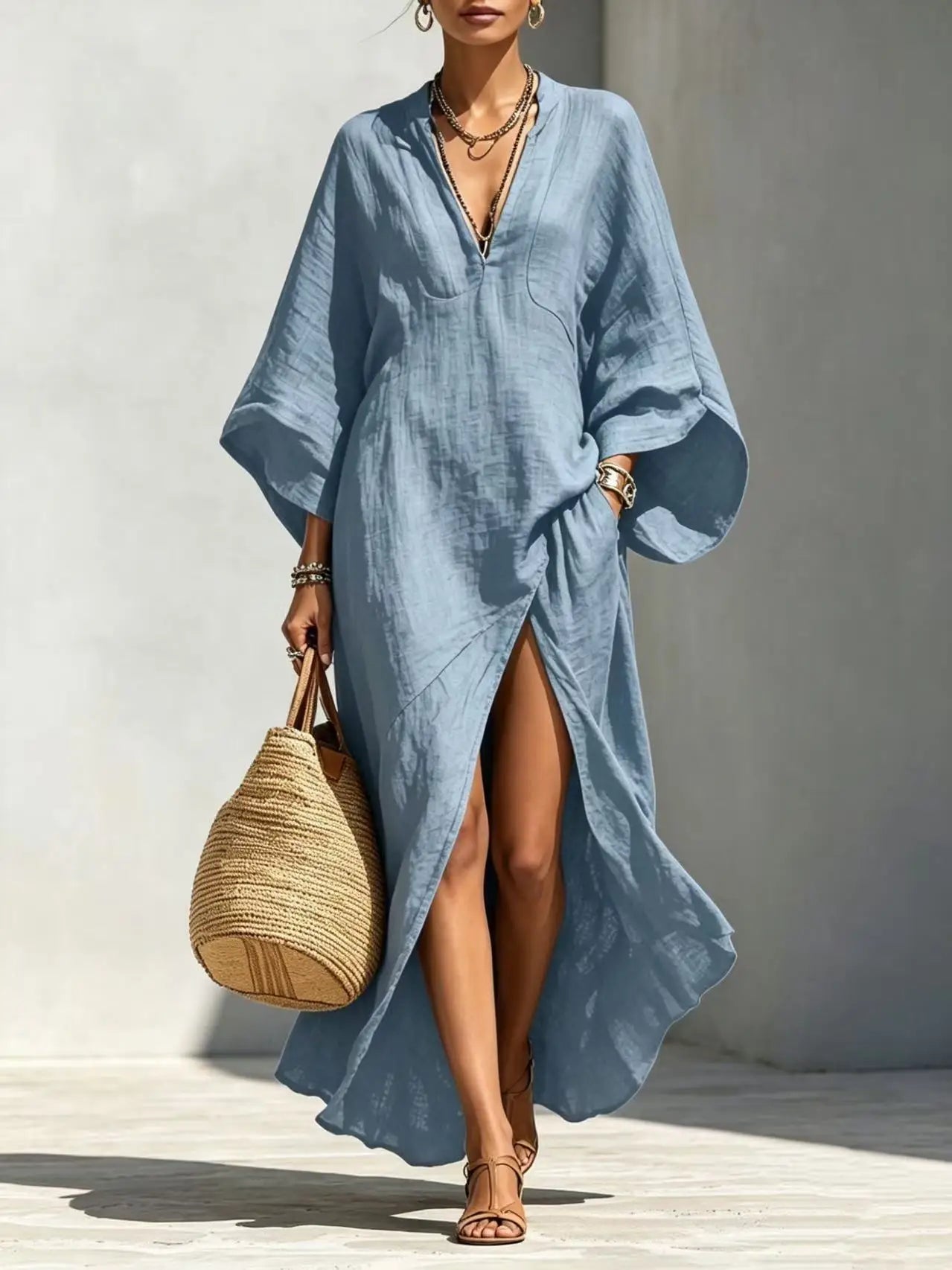Haven Beck Anastasia High Slit Boho Maxi Dress for Women