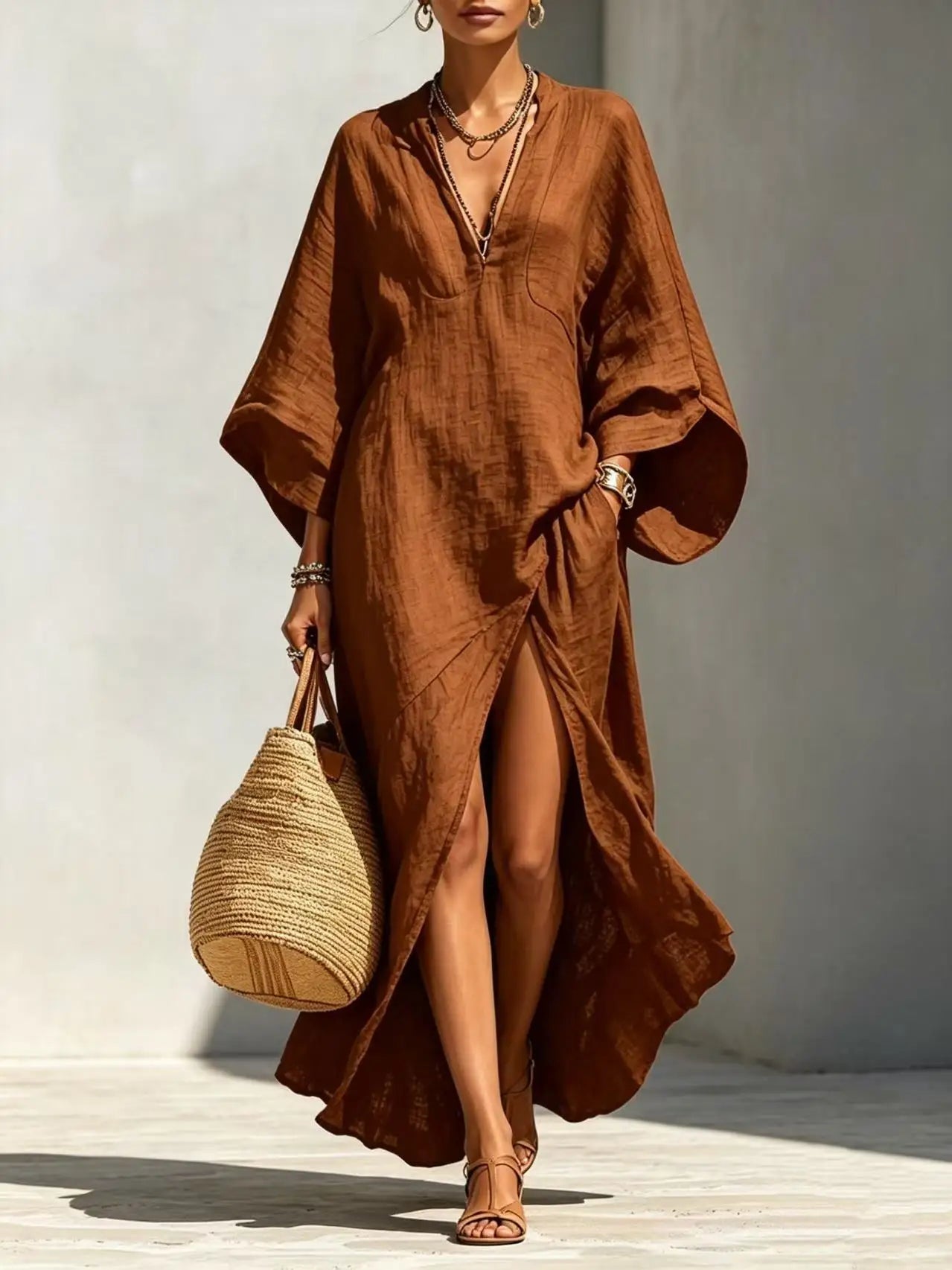 Haven Beck Anastasia High Slit Boho Maxi Dress for Women