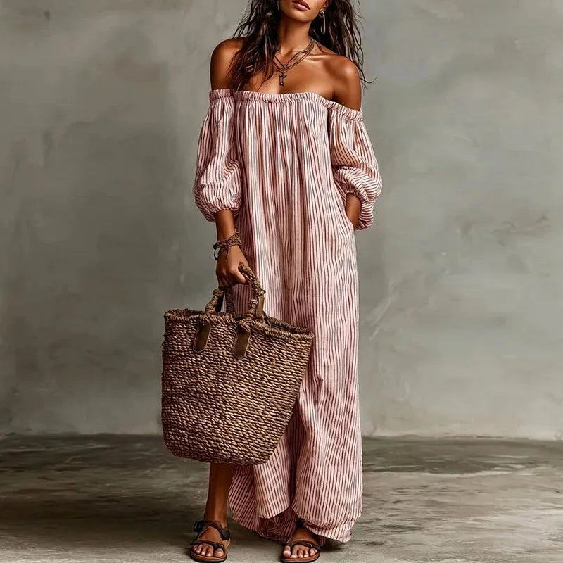 Haven Beck Madison Off-Shoulder Puff Sleeve Maxi Dress