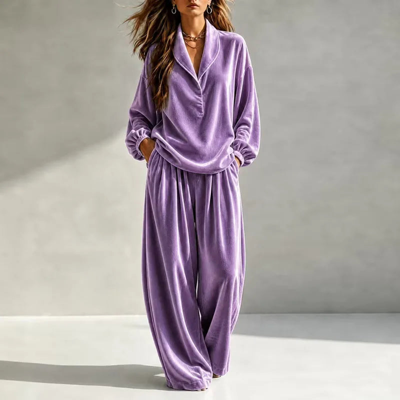 Women's Rosalie Velvet Wide Leg Set