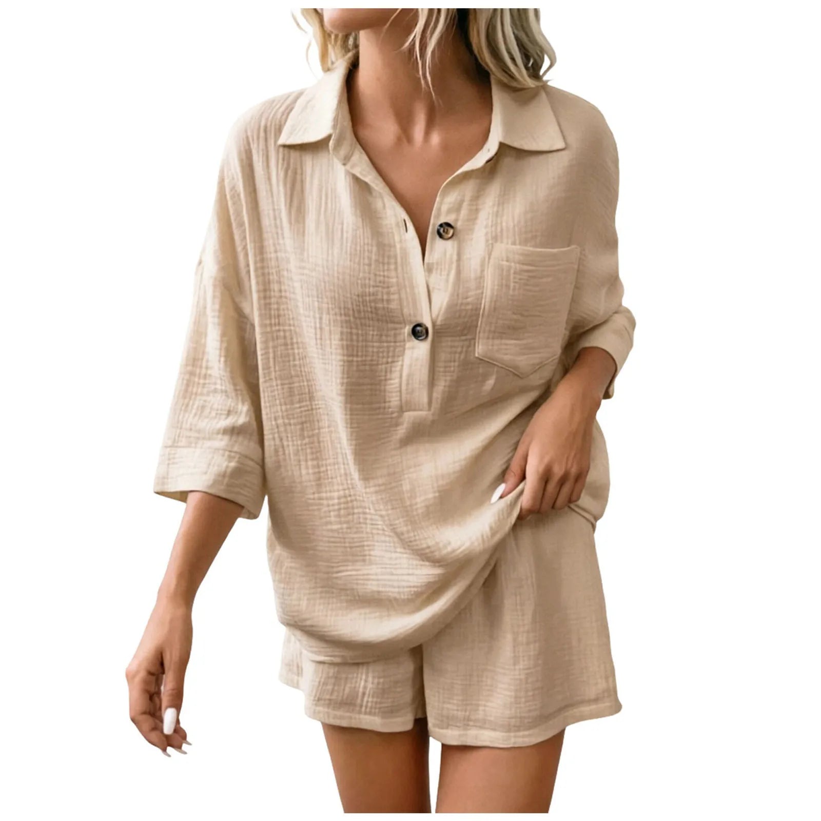 Haven Beck Bethany Women's Breathable Linen Beach Short Set
