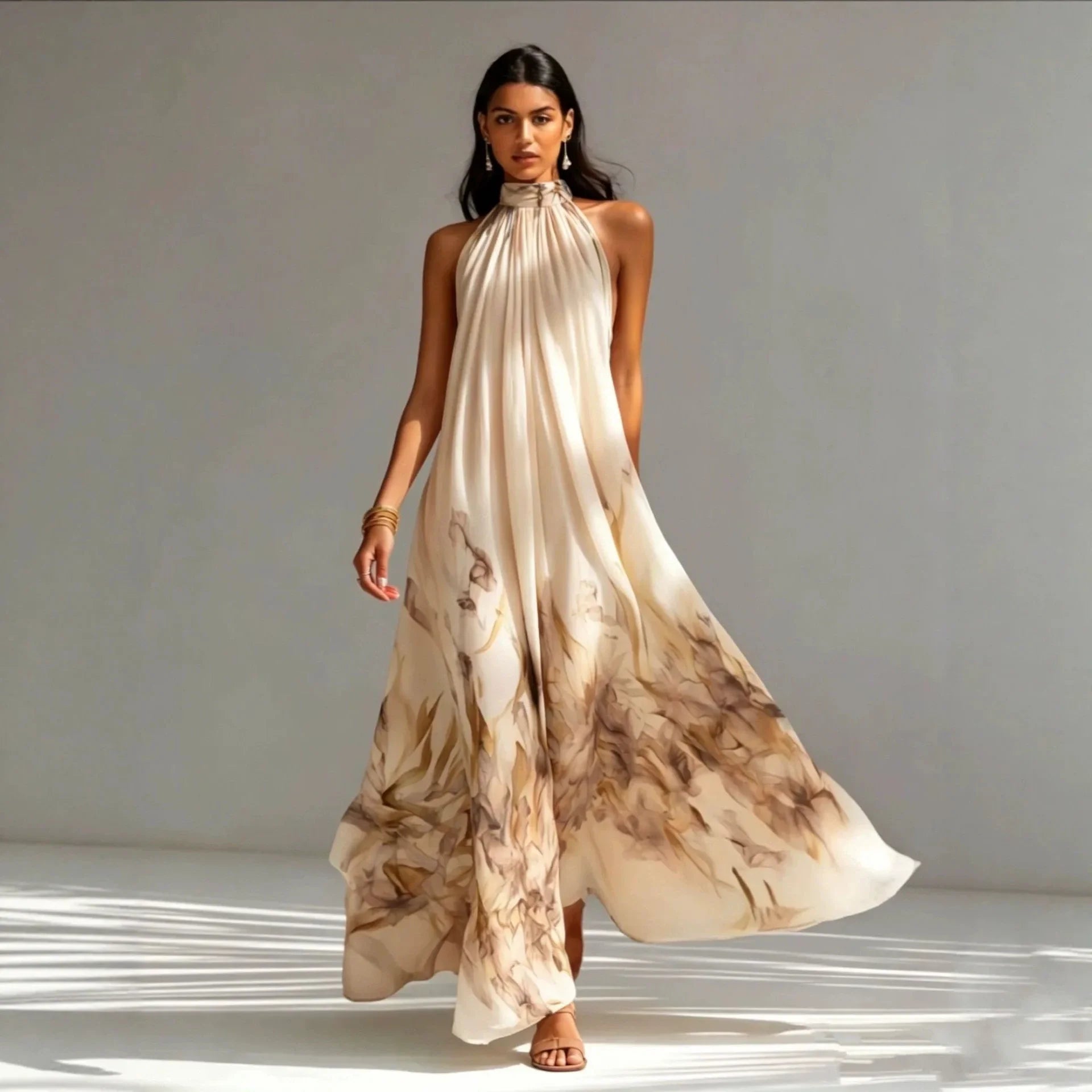 Haven Beck Maecey Printed Halter Maxi Dress