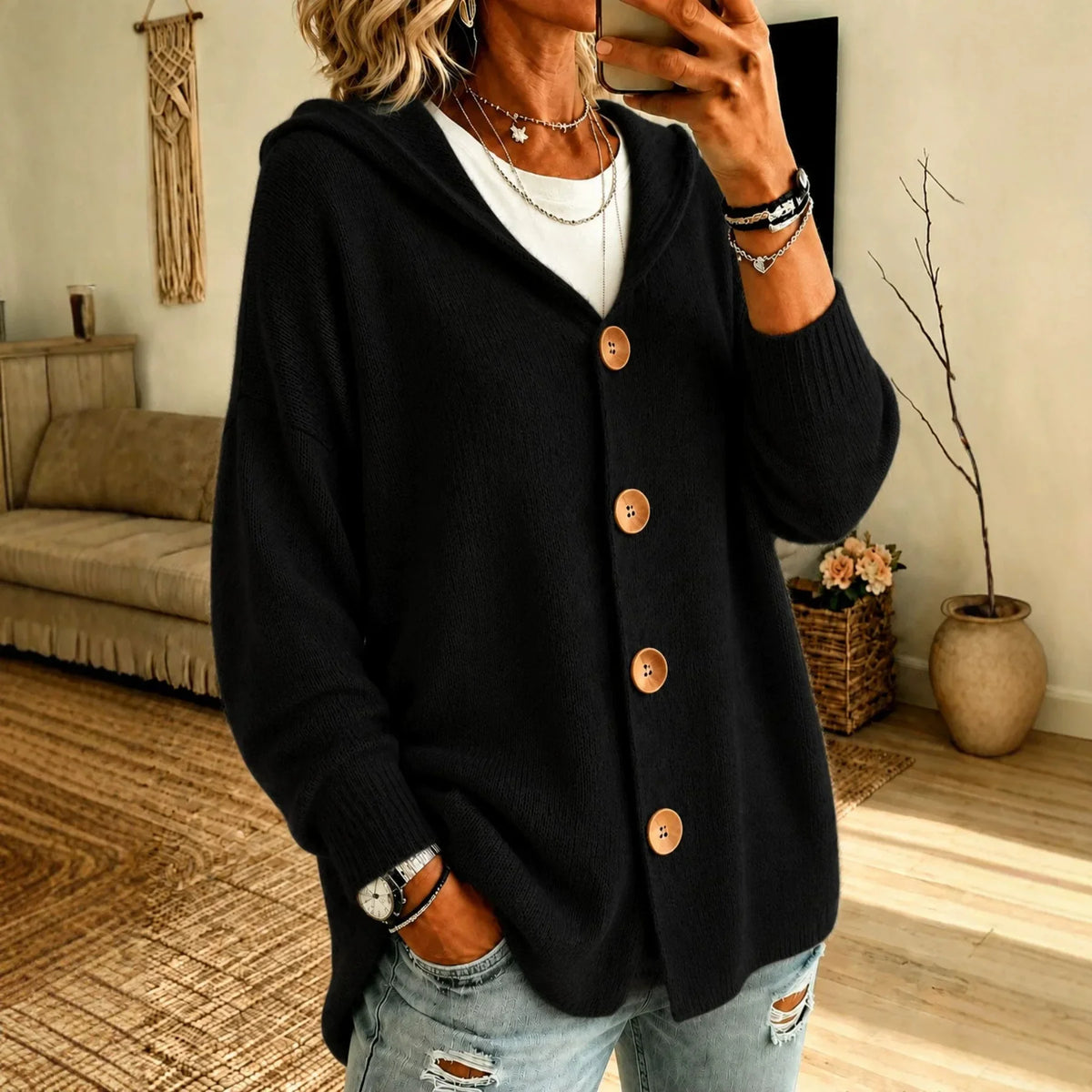Haven Beck Women's Delia Knit Button Cardigan