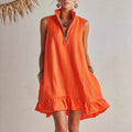 Haven Beck Kendall Ruffle Hem Mini Dress Sleeveless V-Neck