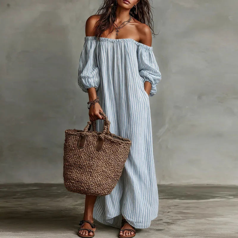 Haven Beck Madison Off-Shoulder Puff Sleeve Maxi Dress