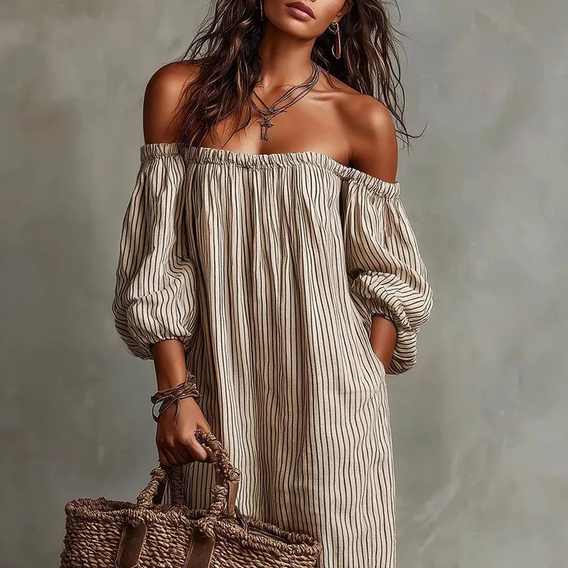 Haven Beck Madison Off-Shoulder Puff Sleeve Maxi Dress