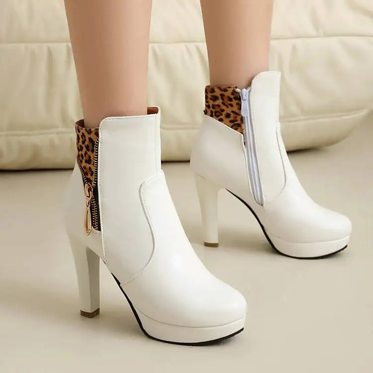 Women's Vivienne Leopard Panel Ankle Boots