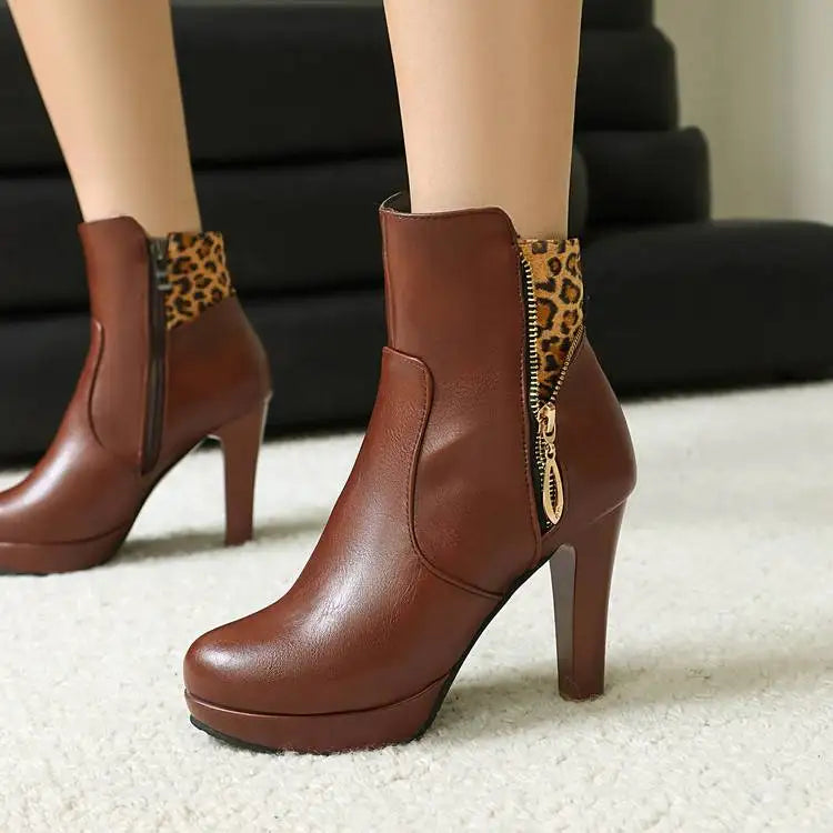 Women's Vivienne Leopard Panel Ankle Boots