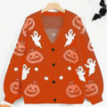 Haven Beck Women's Sadie Pumpkin Ghost Cardigan Button Front