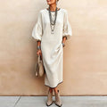 Women's Pia Lantern Sleeve Maxi Dress Round Neck