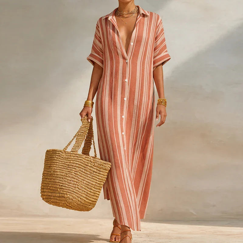 Haven Beck Olivia Linen Long Shirt Dress