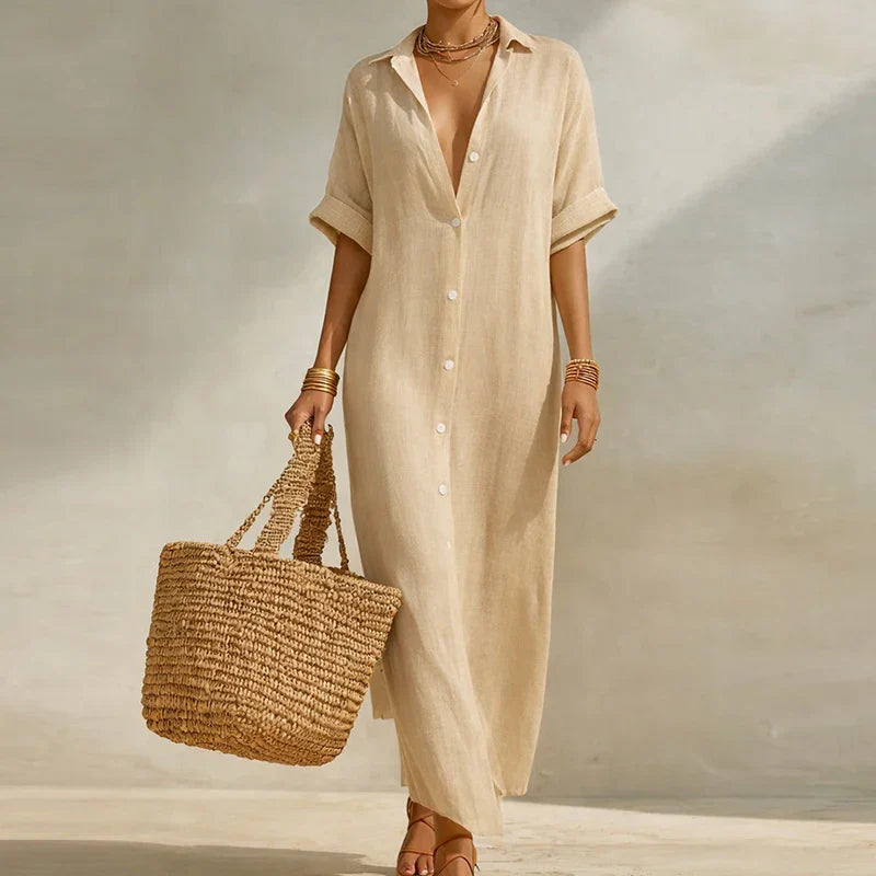 Haven Beck Olivia Linen Long Shirt Dress