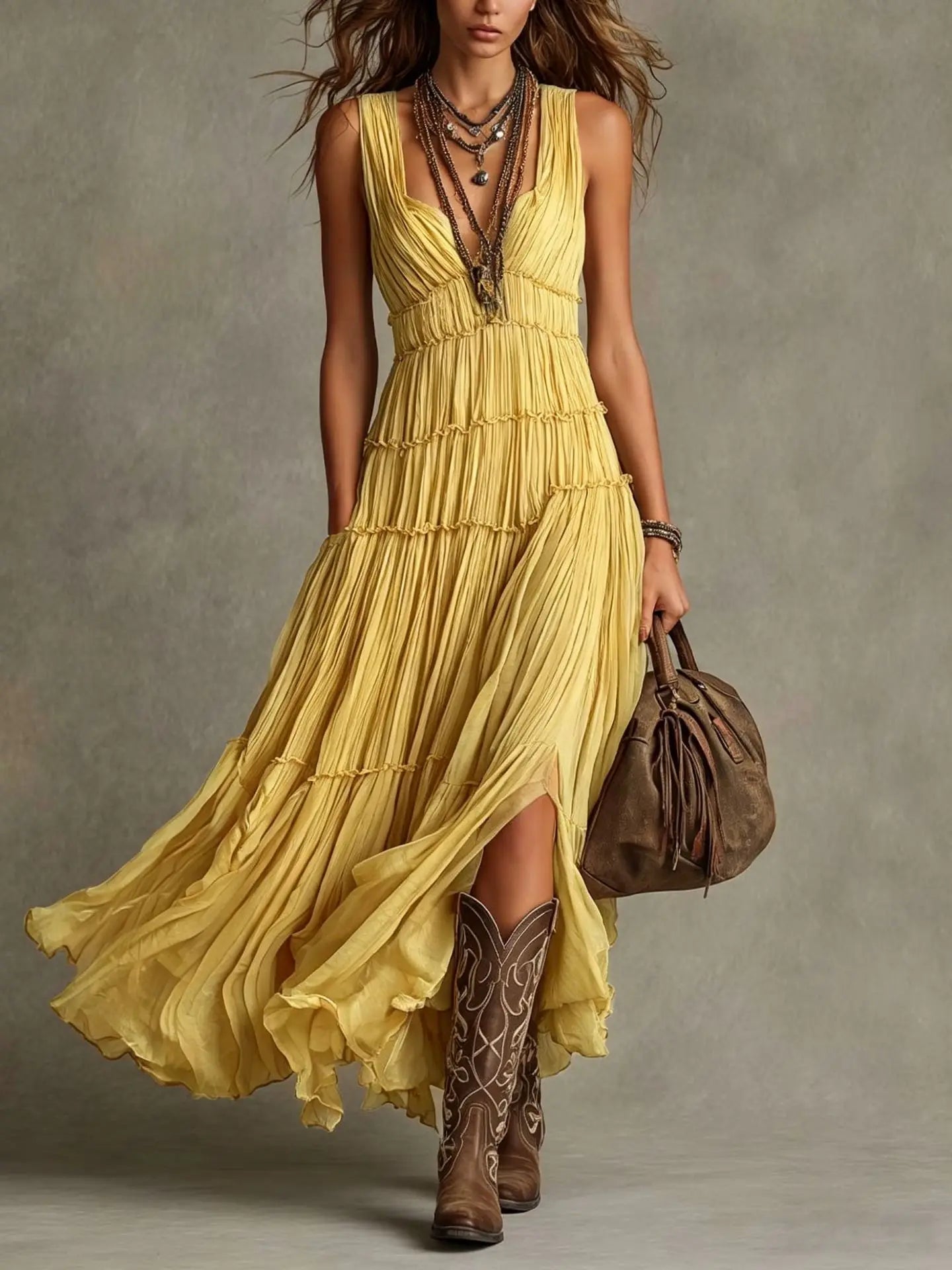 Haven Beck Camille Tiered Boho Maxi Dress for Women