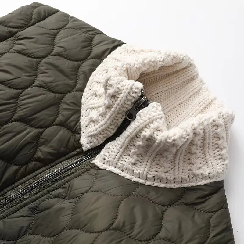 Women's Nolani Quilted Jacket Cable-Knit Sleeves Insulated
