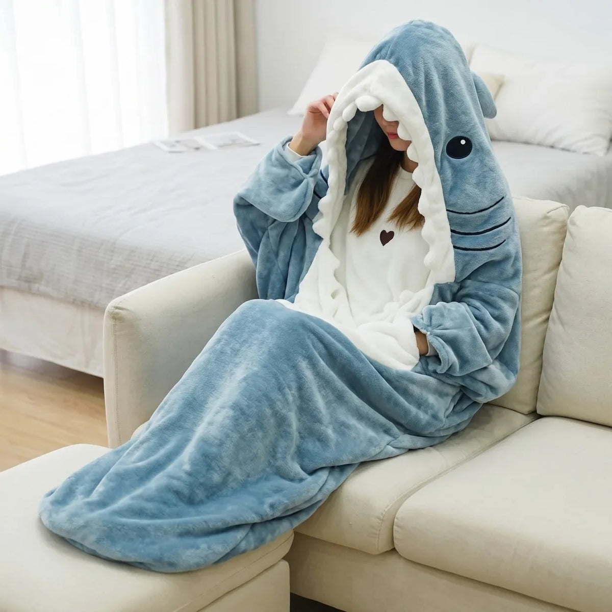 Shark Hooded Wearable Blanket