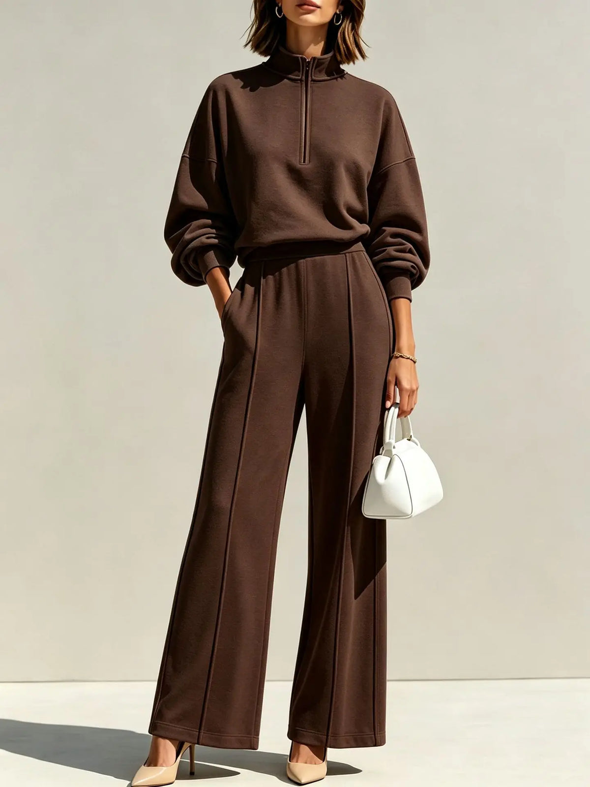 Women's Juniper Half-Zip Tracksuit Stand Collar Wide Leg
