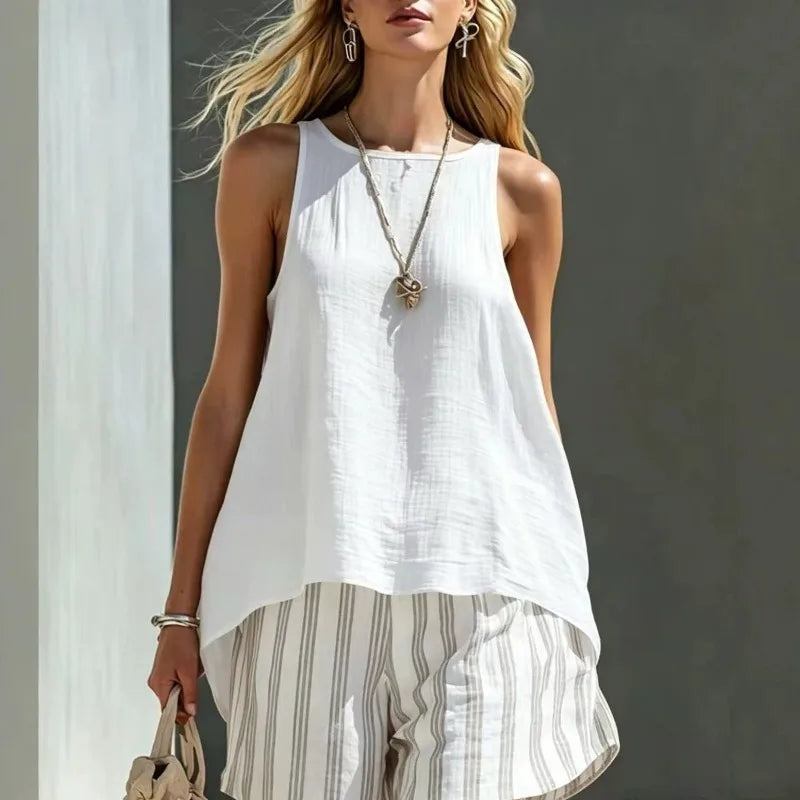 Haven Beck Sleeveless Tank and Striped Shorts Set