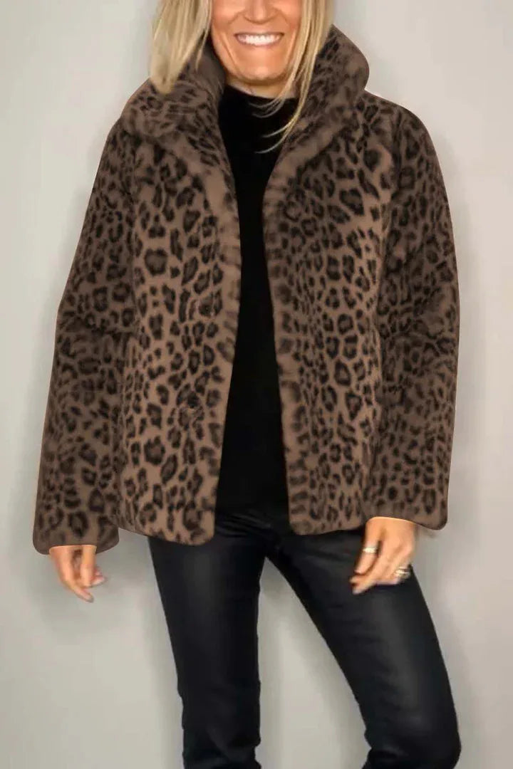 Women's Simone Turn Down Leopard Coat