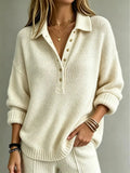 Haven Beck Women's Tessa Button Neck Polo Sweater