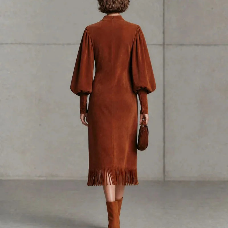 Women's Wren Lantern Sleeve Fringe Dress
