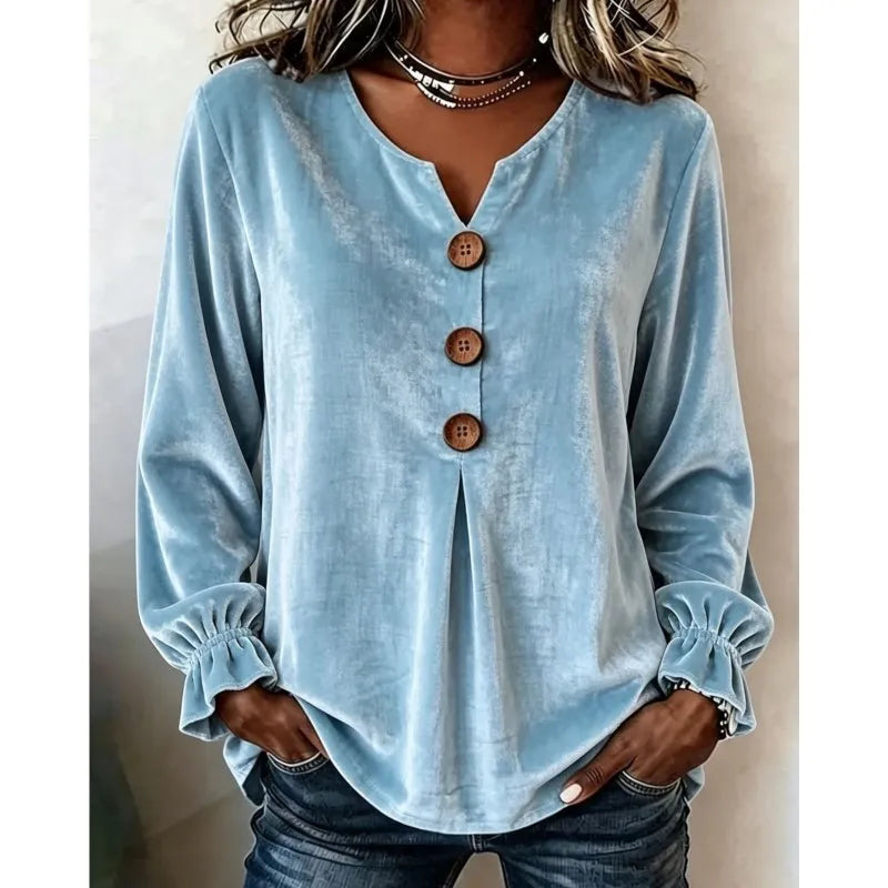 Haven Beck Women's Ophelia Button Neck Blouse