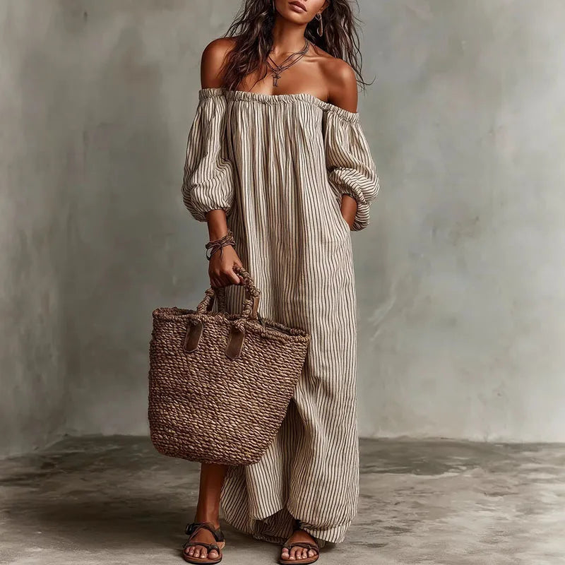 Haven Beck Madison Off-Shoulder Puff Sleeve Maxi Dress