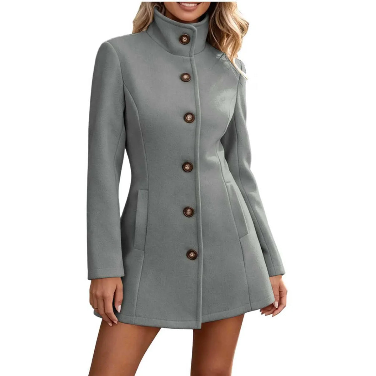 Women's Adeline Stand Collar Peacoat
