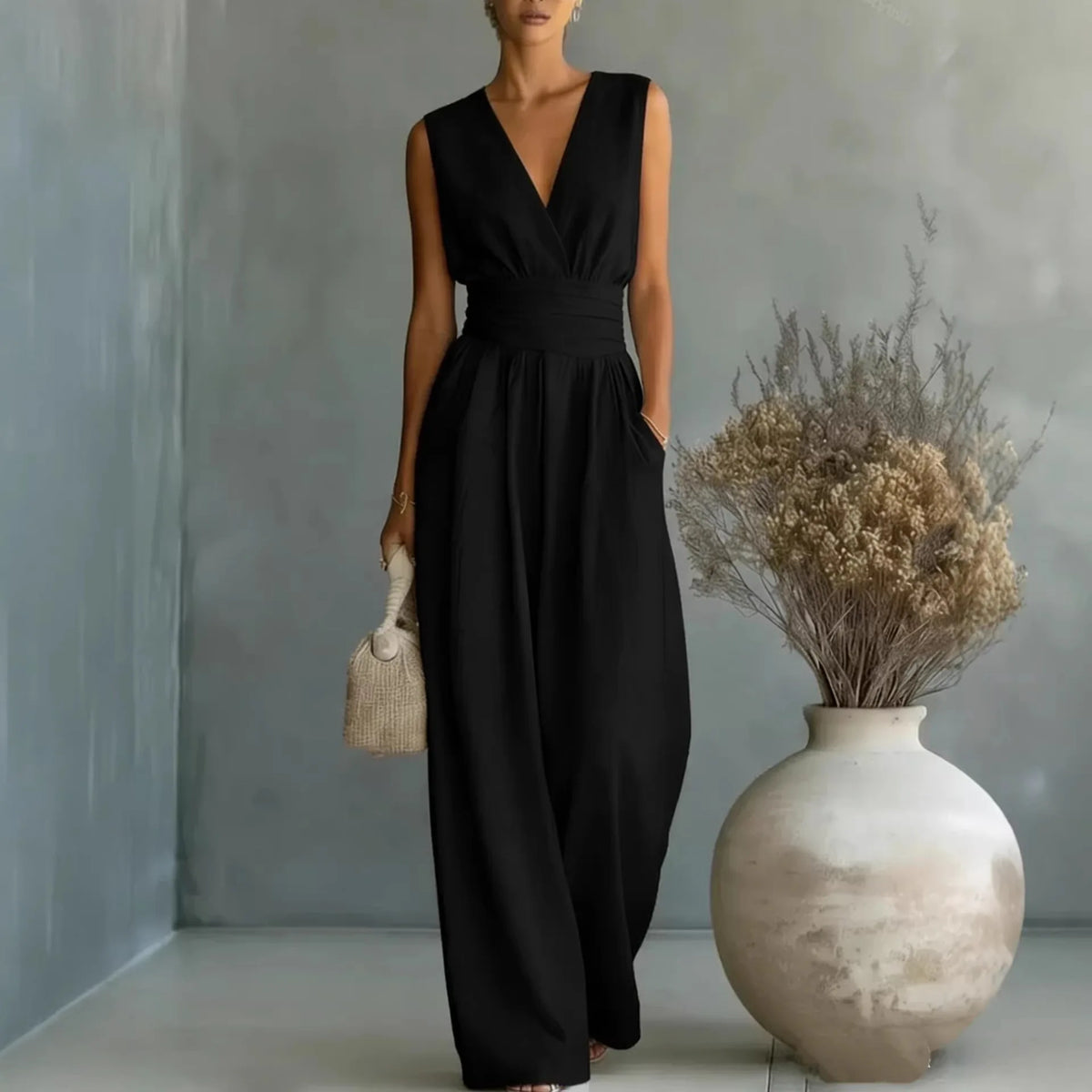 Haven Beck Lily Women's Sleeveless V-Neck Wide-Leg Jumpsuit