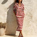 Haven Beck Women's Gwendolyn Striped Hoodie Dress Button Front