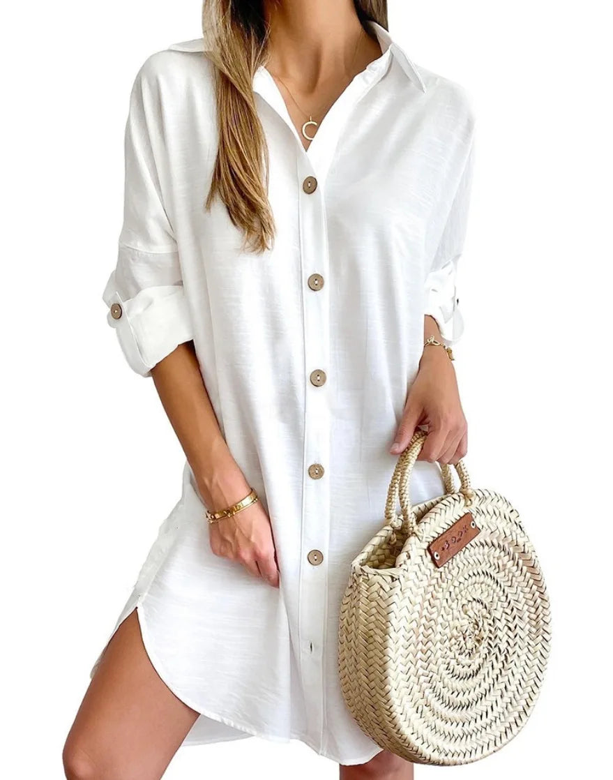 Haven Beck Gracia Button Up Shirt Dress Long Sleeve Mini