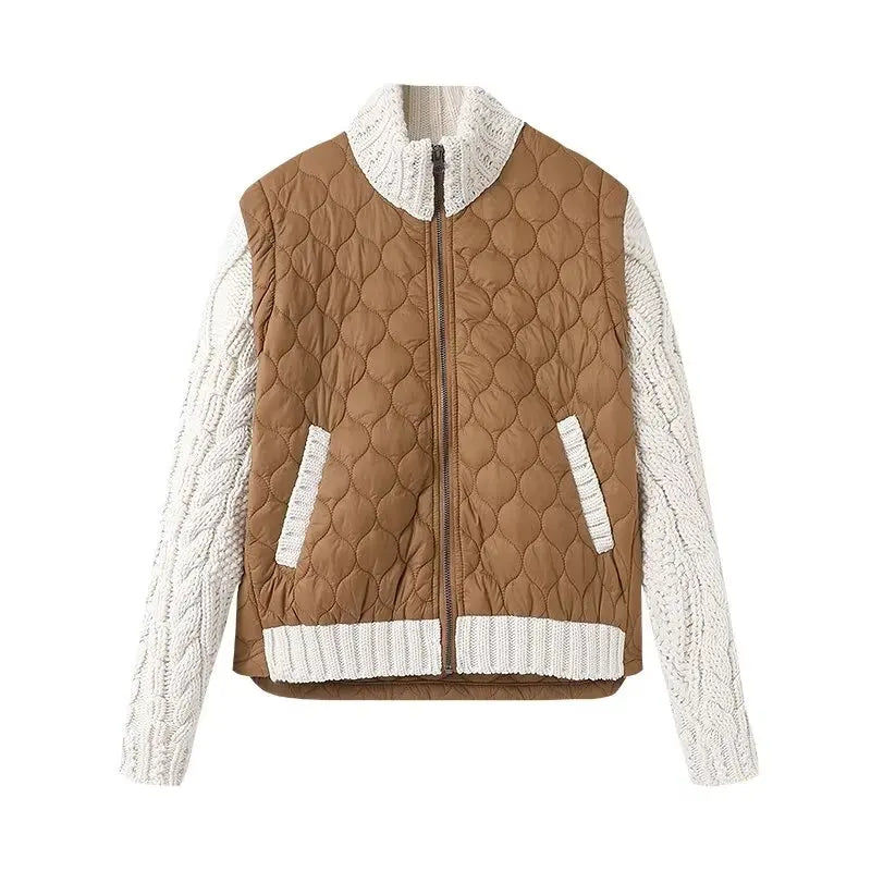 Women's Nolani Quilted Jacket Cable-Knit Sleeves Insulated