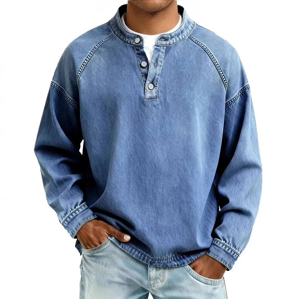 Haven Beck Men's Calder Vintage Denim Henley Pullover