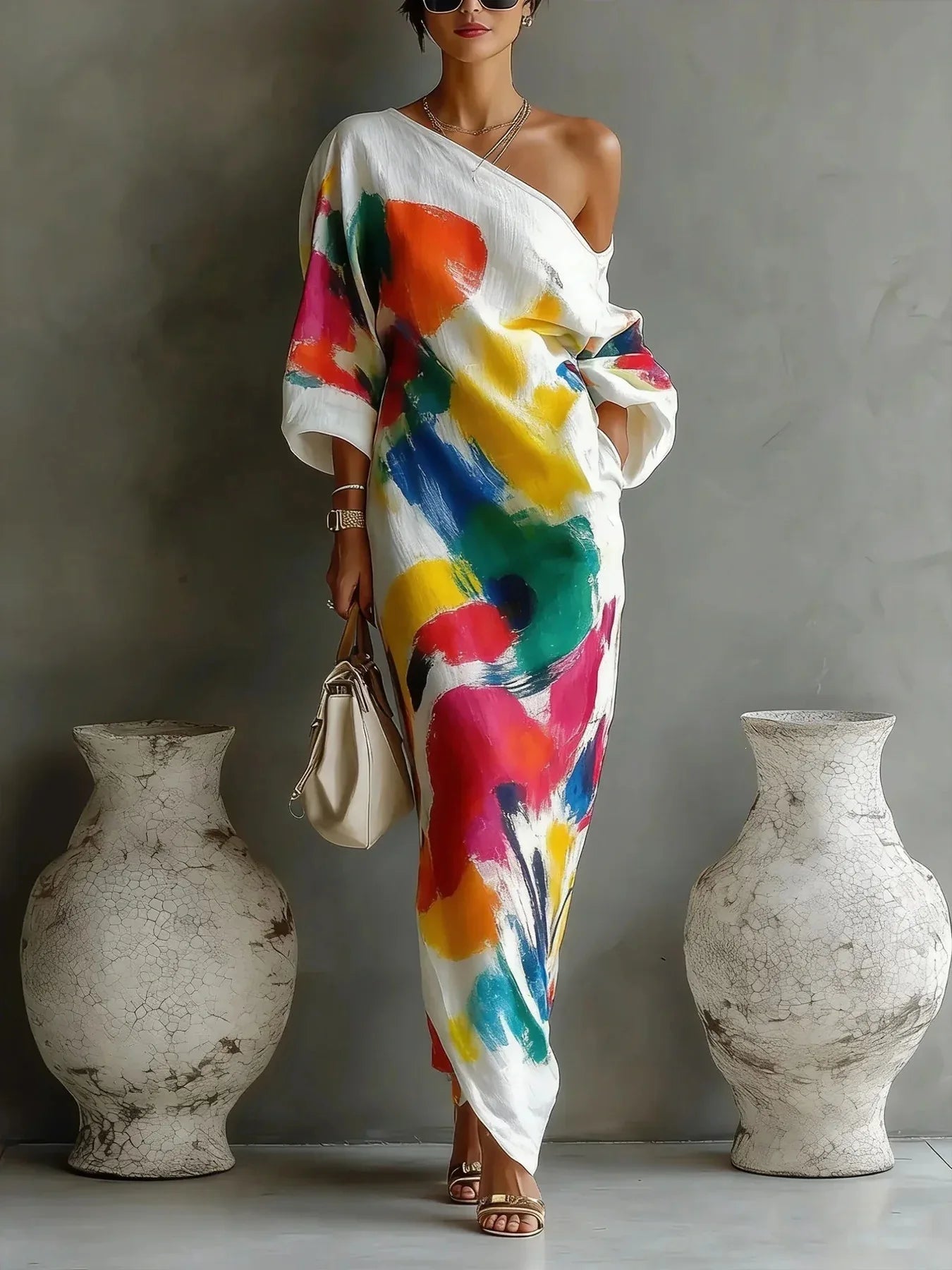 Haven Beck Soleil One Shoulder Bohemian Maxi Dress