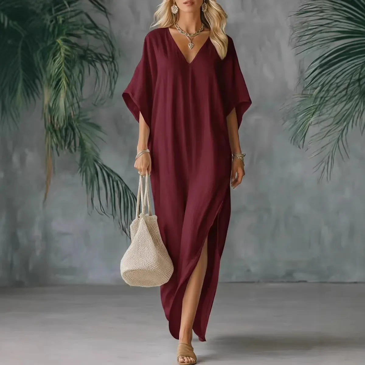 Haven Beck Celeste Loose Fit V-Neck Maxi Dress Women's