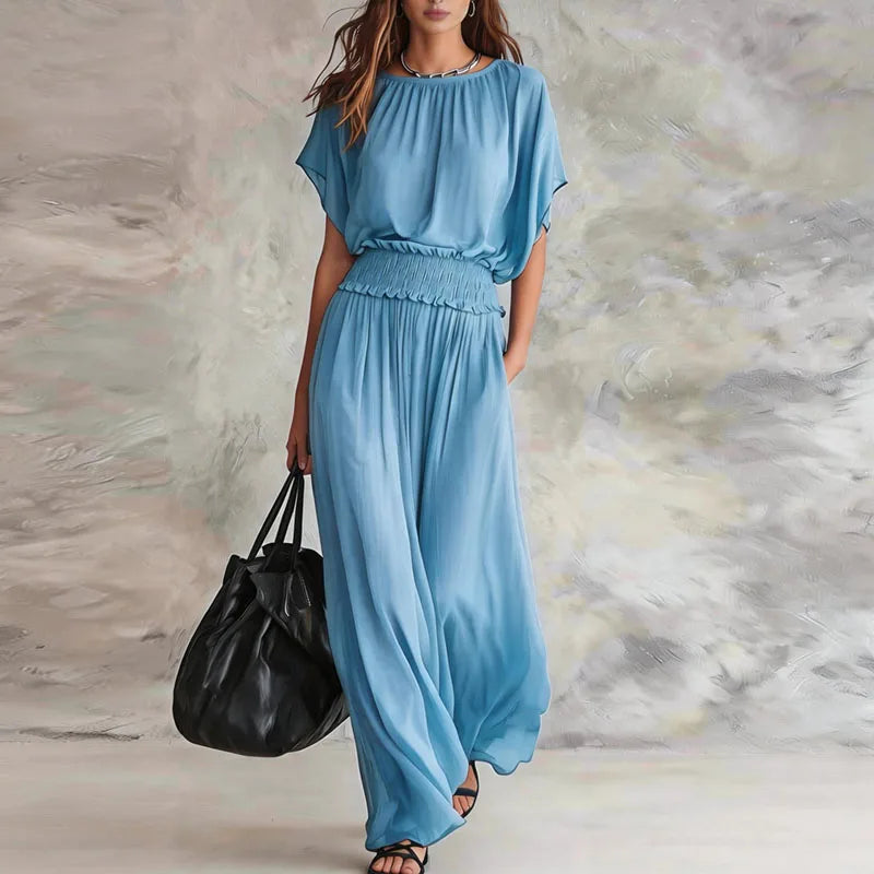 Haven Beck Heather High Waist Smocked Maxi Dress