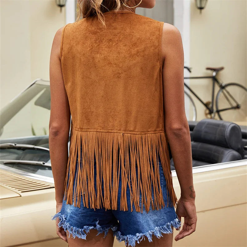 Women's Fringe Faux Suede Vest