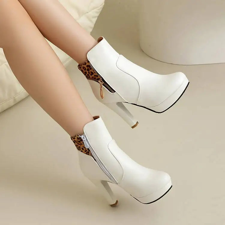 Women's Vivienne Leopard Panel Ankle Boots