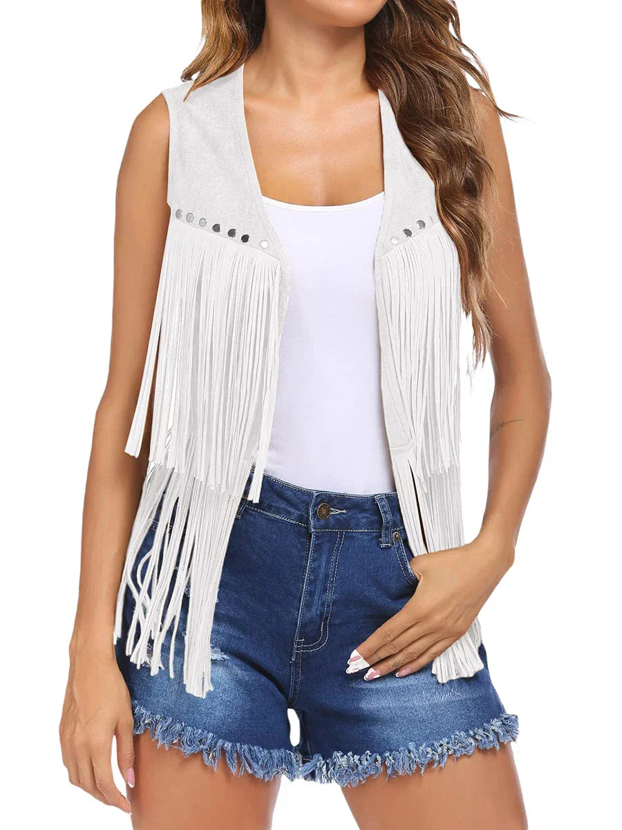 Women's Fringe Faux Suede Vest