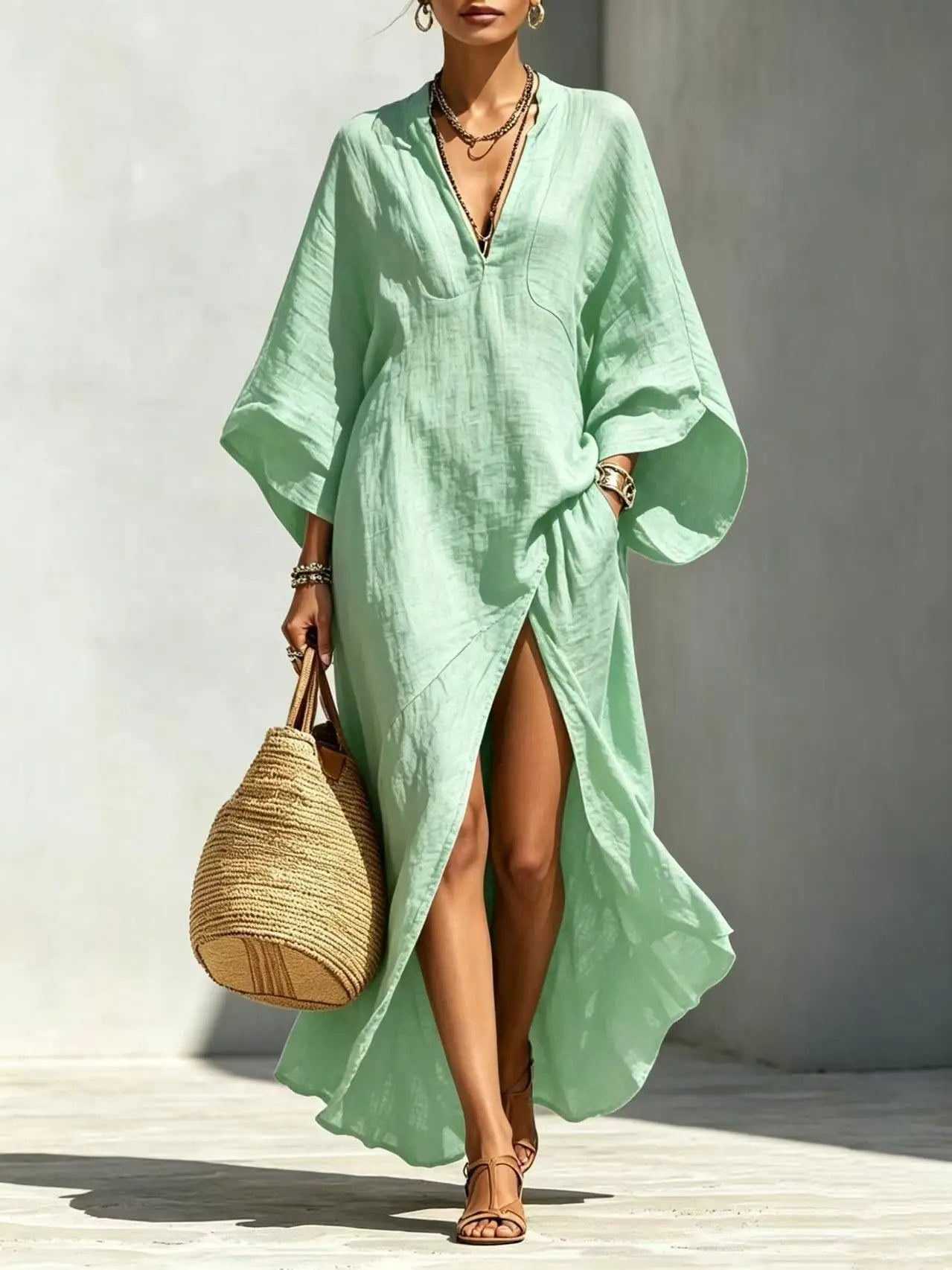 Haven Beck Anastasia High Slit Boho Maxi Dress for Women