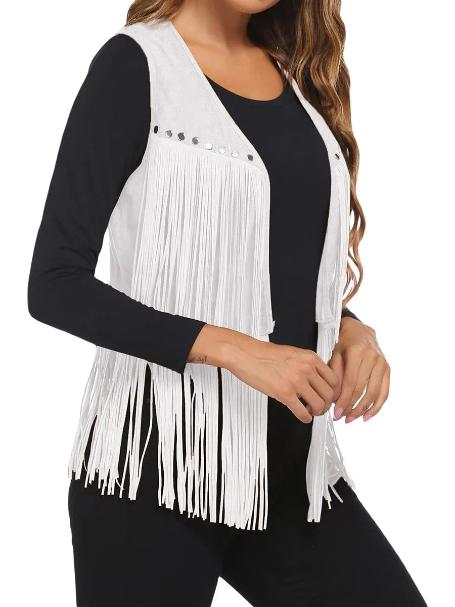 Women's Fringe Faux Suede Vest