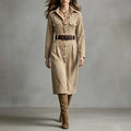 Women's Teodora Faux Suede Shirt Dress Button Front Belted