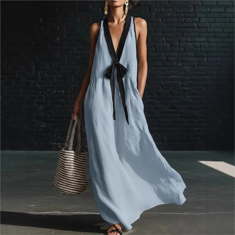 Haven Beck Clara Lightweight Summer Maxi Dress V-Neck
