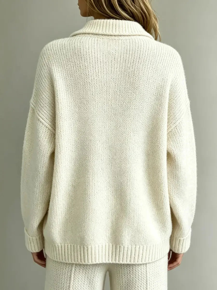 Haven Beck Women's Tessa Button Neck Polo Sweater