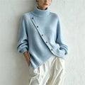 Haven Beck Women's Delphine Wrap Front Sweater Turtleneck Button
