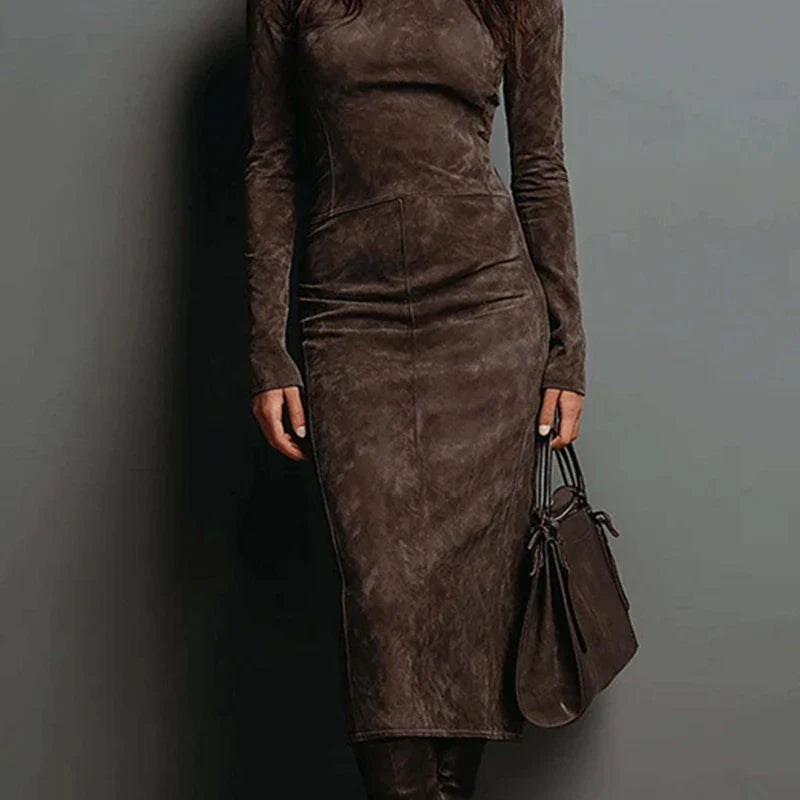 Women's Valeria Suede Turtleneck Midi Dress