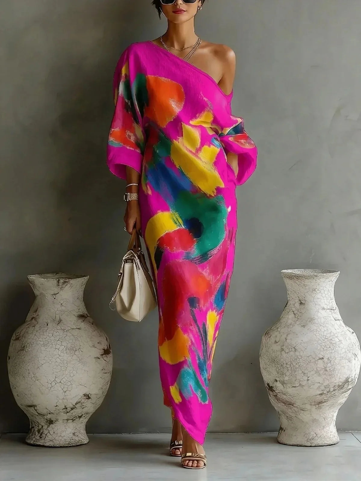 Haven Beck Soleil One Shoulder Bohemian Maxi Dress