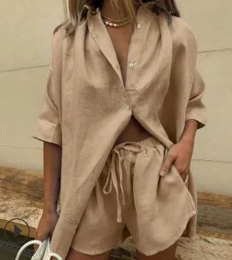 Haven Beck Isolde Casual Button Up Shorts Set