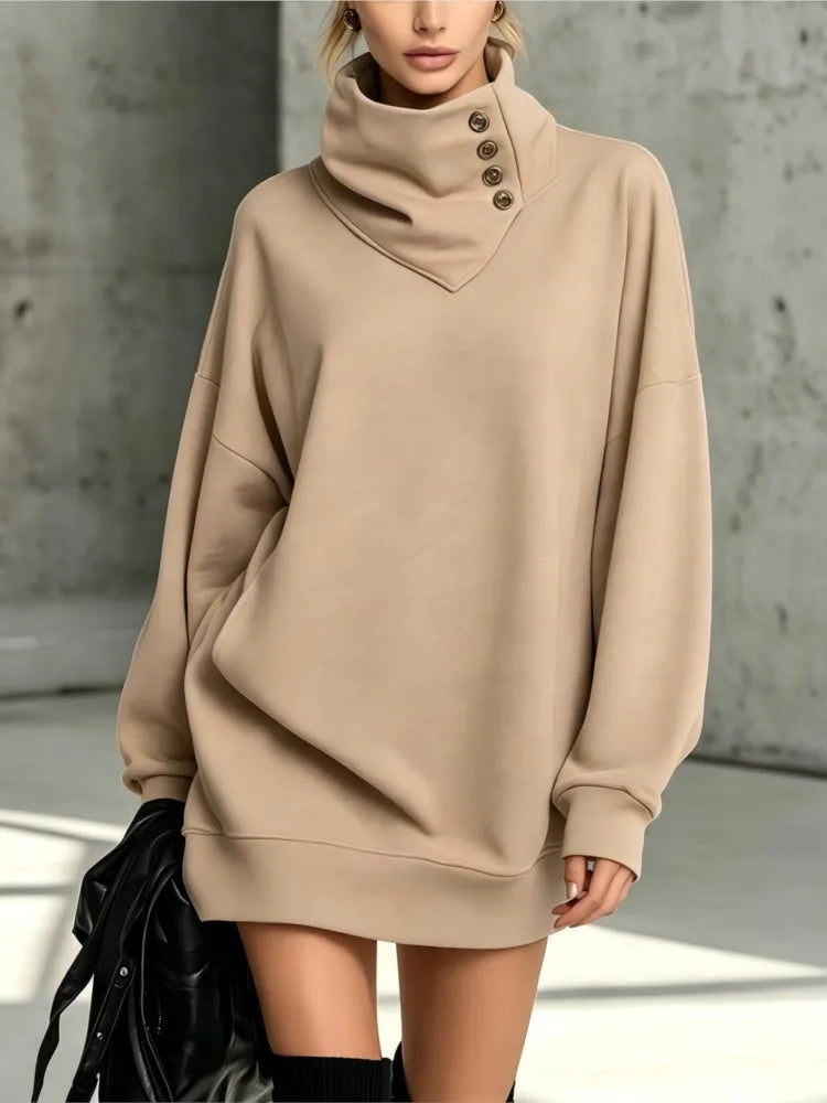Haven Beck Women's Adaline Button Sweatshirt Dress